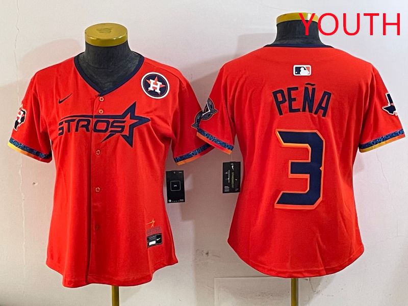 Youth Houston Astros 3 Pena Orange Fourth generation Joint Name Nike 2025 MLB Jersey style 6